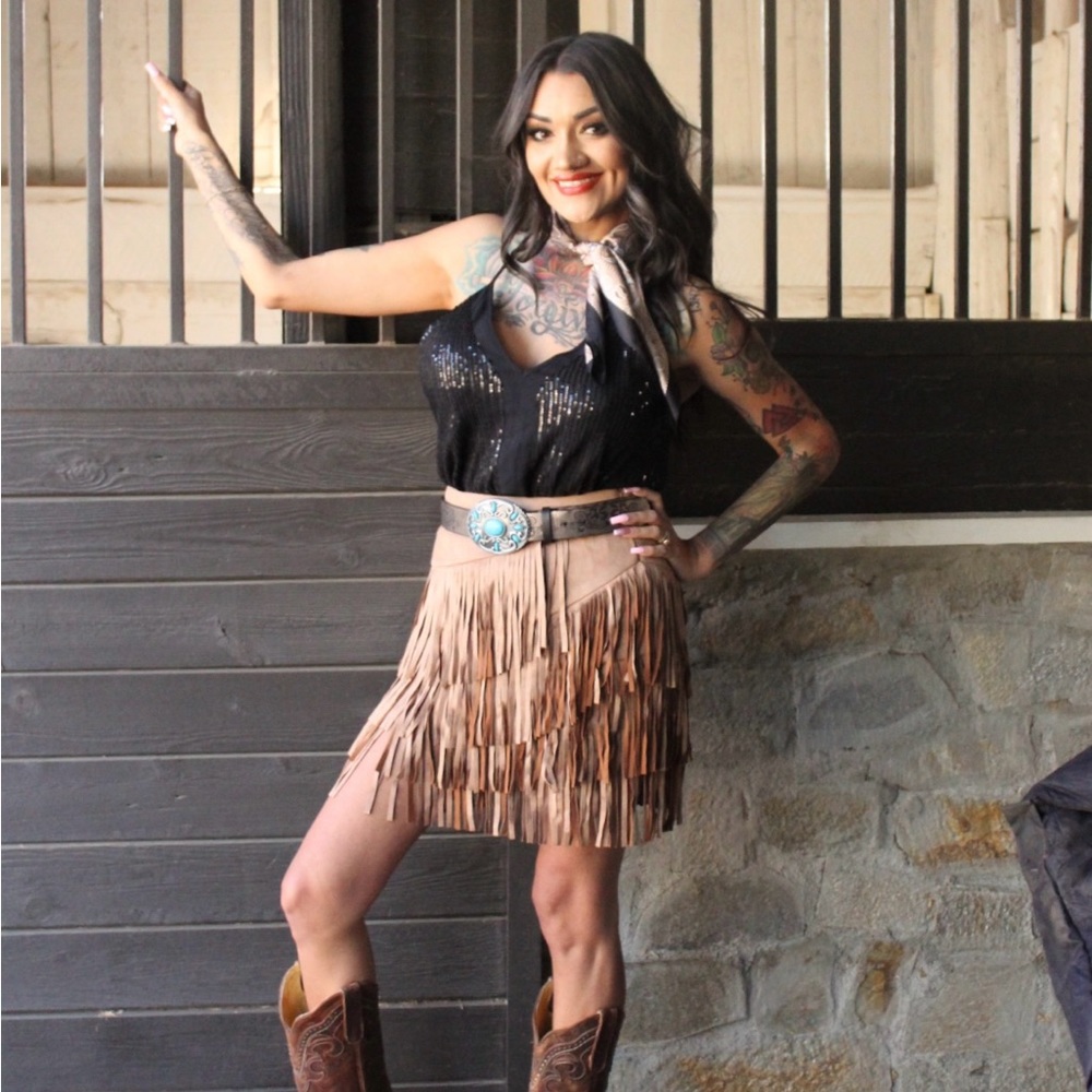 Tan tassel skirt